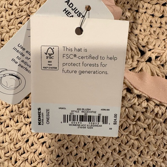 LC Lauren Conrad Wide-Brim Woven Straw Sun Hat - Blush NWT - Picture 6 of 6